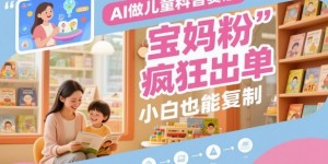 AI做儿童科普赛道，全是宝妈粉，橱窗疯狂出单，小白也能复制