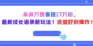 条条万赞喜提17W粉，最新成长语录新玩法，流量好到爆！