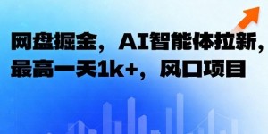 网盘掘金，AI智能体拉新，最高一天1k+，风口项目