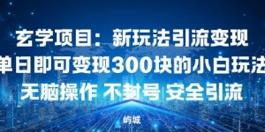 玄学项目：新玩法引流变现单日即可变现3张的小白玩法无脑操作不封号安全引流