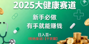 K总部落《2025年大健康赛道风口项目新手必做有手就能日入100+》