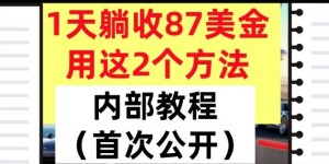 1天躺收87美刀，用这2个方法，长期稳定，超简单，内部教程