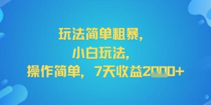 玩法简单粗暴，小白玩法，操作简单，7天收益2k+
