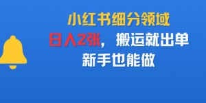 小红书细分领域，日入2张，搬运就出单，新手也能做