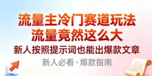 流量主冷门赛道玩法，流量竟然这么大，新人按照提示词也能出爆款文章