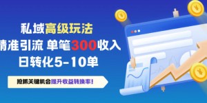 私域高级玩法，精准引流，单笔3张收益，日转化5-10单
