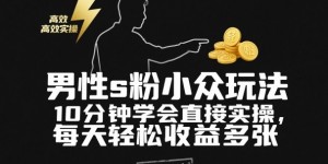男性s粉小众玩法，10分钟学会直接实操，每天轻松收益多张【附带教程】