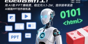 2026告别打工！用AI做PPT賺稿费，稳定月入1-2W，提供接单渠道！