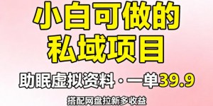 小白可做的私域项目，助眠虚拟资料，一单39.9，搭配网盘拉新多收益