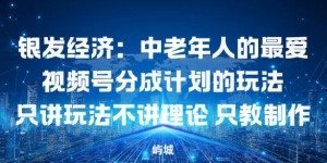银发经济：中老年人的最爱视频号分成计划的玩法只讲玩法不讲理论，只教制作