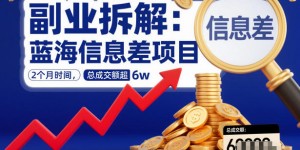 副业拆解：蓝海信息差项目，2个月时间，总成交额超6w