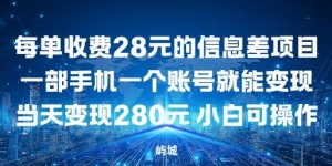 每单收费28元的信息差项目一部手机一个账号就能变现