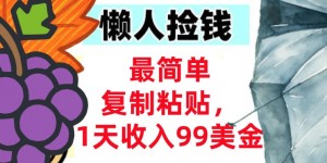 最简单复制粘贴，1天收入99美金，懒人捡钱挣美刀，3分钟学会