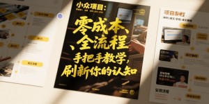 小众项目：零成本、全流程（制作-成交-变现）手把手教学，刷新你的认知