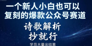 一个新人小白也可以复刻的爆款公众号赛道，诗歌解析，抄就行，学员大量出结果