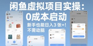 闲鱼虚拟项目实操：0成本启动，新手也能日入3张+，不需要动脑