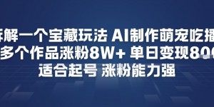 拆解一个宝藏玩法，AI制作萌宠吃播，10多个作品涨粉8W+，适合起号，涨粉能力强