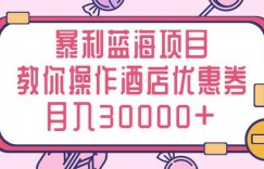 三疯拆手狂赚第10计：暴利蓝海项目，手把手教你操作酒店优惠券月入3W+