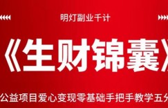 明灯副业千计—《生财锦囊》第19计公益项目爱心变现零基础手把手教学五分钟上手！【视频课程】