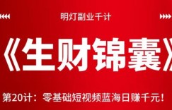 明灯副业千计—《生财锦囊》第20计零基础短视频蓝海日赚千元！【视频课程】