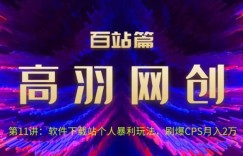 高羽网创百站篇第11讲：软件下载站个人暴li玩法，刷爆CPS月入2万【视频课程】