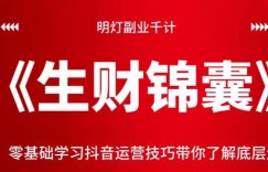 明灯副业千计—《生财锦囊》第21计零基础学习抖音运营技巧带你了解底层逻辑！【视频课程】