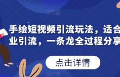 手绘短视频引流玩法，适合各行业引流，一条龙全过程分享给你