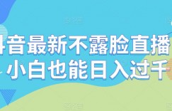 抖音最新不露脸直播，小白也能日入过千