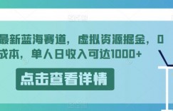 抖音最新蓝海赛道，虚拟资源掘金，0成本，单人日收入可达1000+