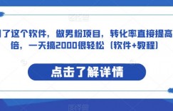 用了这个软件，做男粉项目，转化率直接提高10倍，一天搞2000很轻松（软件+教程）