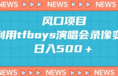 风口项目，利用tfboys演唱会录像变现，日入500＋