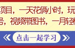 暴利项目，一天花俩小时，玩励志书单号，视频带图书，一月轻松3w+