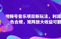 视频号音乐项目新玩法，利润超高绿色合规，矩阵放大收益可翻N倍