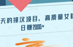 屌炸天的撩汉项目，高质量女粉日赚2000+