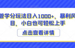 靠交管学分玩法日入1000+，暴利风口项目，小白也可轻松上手