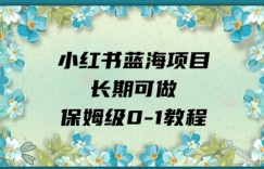 小红书蓝海项目长期可做，保姆级0-1教程