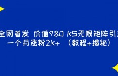K全网首发价值980 快手无限矩阵引流一个月涨粉2K+（教程+揭秘）