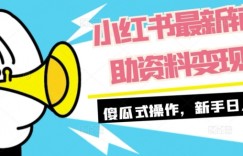 小红书最新辅助资料变现，傻瓜式操作，新手日入500+
