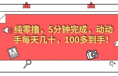 纯零撸，5分钟完成，动动手每天几十，100多到手！