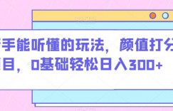 新手能听懂的玩法，颜值打分项目，0基础轻松日入300+