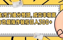 一个大学生冷门细分领域，成交率极高，小白也能操作，轻松日入300+