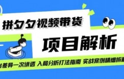 拼多多视频带货项目实操拆解日入1000+