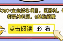 客单300+宝宝起名项目，巨暴利，每单都是纯利润，0基础躺赚