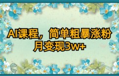 AI课程，简单粗暴涨粉，月变现3W+
