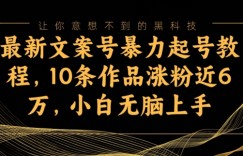 最新文案号暴力起号教程，10条作品涨粉近6万，小白无脑上手