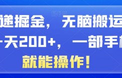 快递掘金，无脑搬运，一天200+，一部手机就能操作！