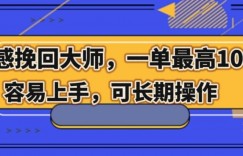 情感挽回大师，一单200-1000，容易上手，可长期操作