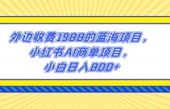 外边收费1988的蓝海项目，小红书AI商单项目，小白日入800+