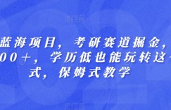 长期蓝海项目，考研赛道掘金，一天2000＋，学历低也能玩转这个模式，保姆式教学