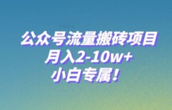 公众号流量搬砖项目，月入2-10w+，小白专属！